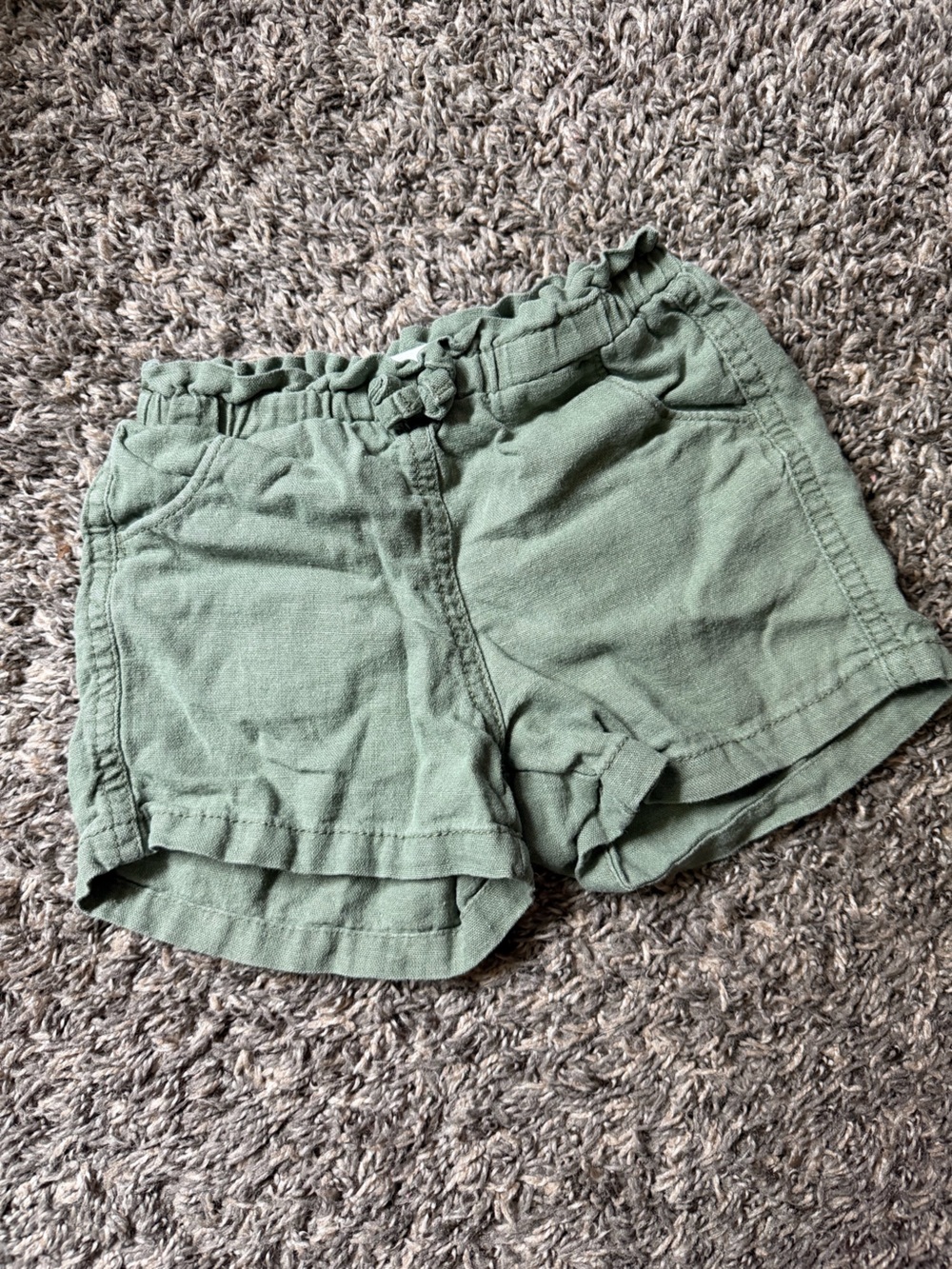Sz 4t  Olive Green Casual Elastic-Waist Shorts